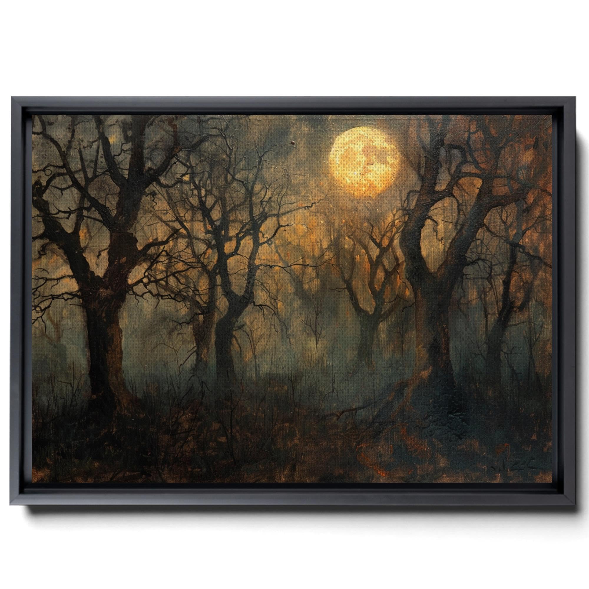 Amazon.com: Full Moon Night Sky Vintage Painting, Moody Dark
